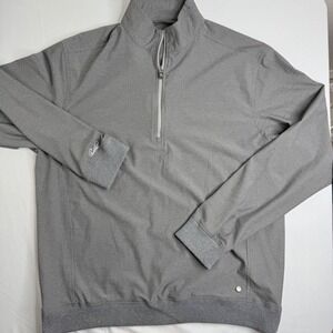Arnold Palmer Mens Grey Grid Quarter Zip Golf Pullover Mock Neck Large L